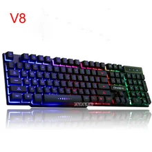 V8 Keyboards Backlight Game Computer Desktop Home Luminous Machine Touch Notebook External USB Wired Keyboard 104 keys 442*135mm