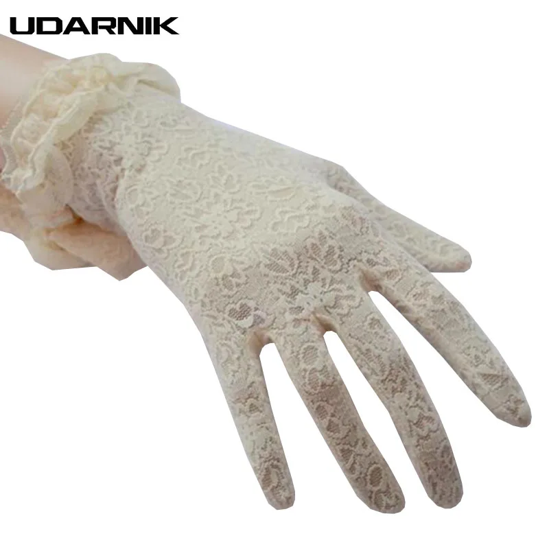 Lady Lace Floral Gloves 5 Colors Retro Bride Evening Party Prom Driving