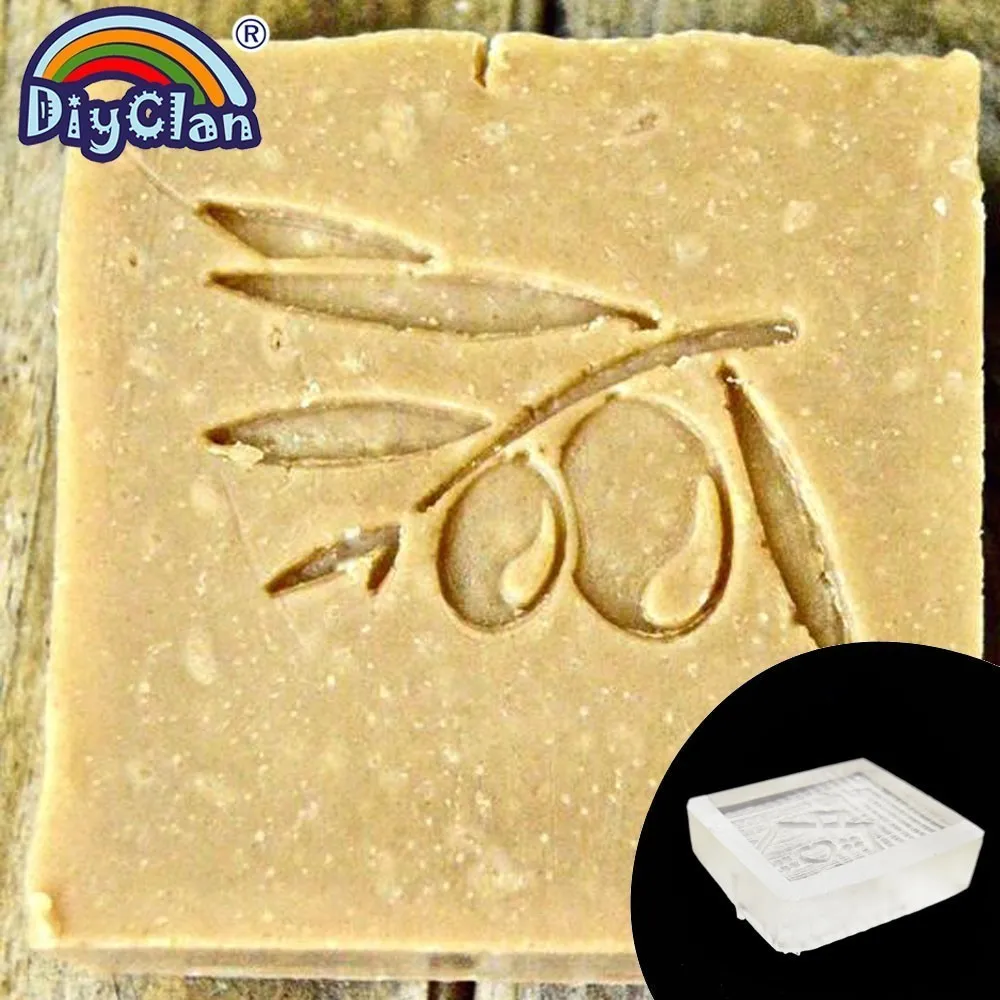 Stamp no handle Оливковый узор, мыло ручной работы, штамп, прозрачный, сделай сам, натуральный плексиглас, мыло для изготовления, с ручкой, акриловое, на заказ, растительный подарок - Цвет: Stamp no handle