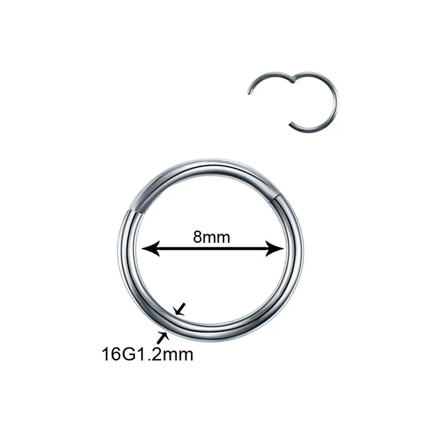50 шт./лот титановые сегментные шарнирные кольца Перегородка носа кликер пирсинг для носа, губ, ушей хрящевая спираль брови ювелирные изделия для пирсинга тела - Окраска металла: Silver v 1.2x8mm