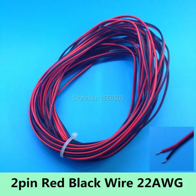 4 meters 2 pin Red Black Cable Insulated PVC Wire 2468 22AWG ...