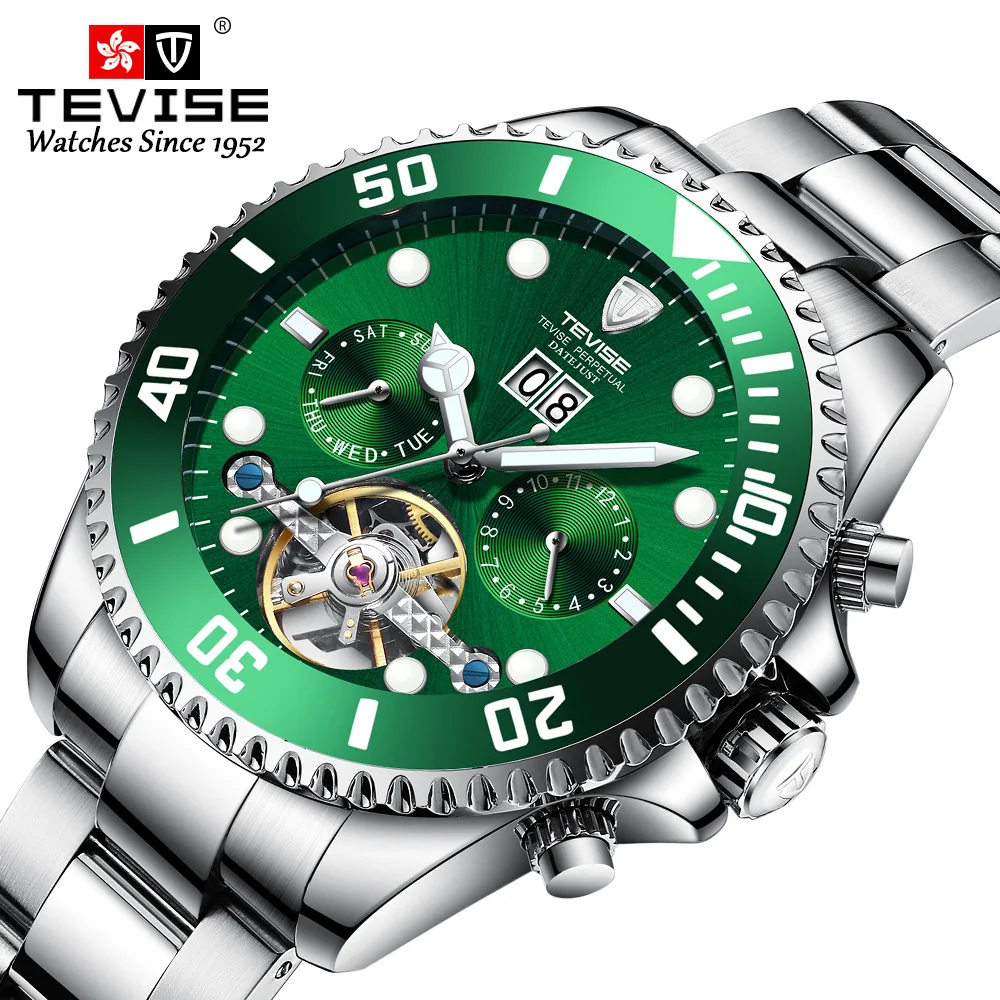 NEW Watch Men TEVISE T823F Mens Watches Top Brand Luxury Date Week Month Automatic Mechanical Watch Tourbillon Male Clock Tool (11)