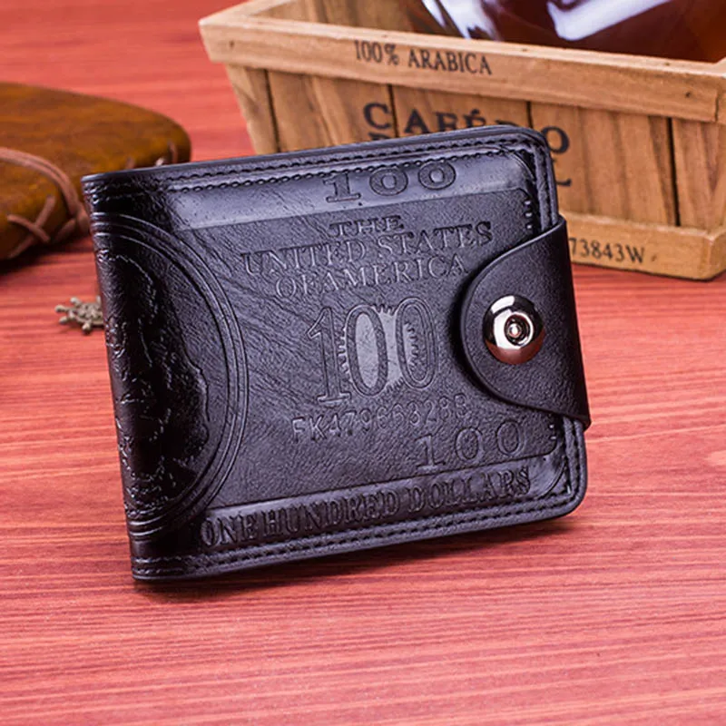 Men Vintage Wallet PU Leather Dollar Pattern Designer Men's Wallets Casual Credit Card Holder Purse Wallet For Male Money Bag (8)