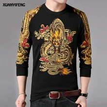 Для мужчин свитера плюс Размеры свитер осенние свитера Повседневное Для мужчин Костюмы Slim Fit пуловеры с круглым вырезом Дракон Вязание одежда человек