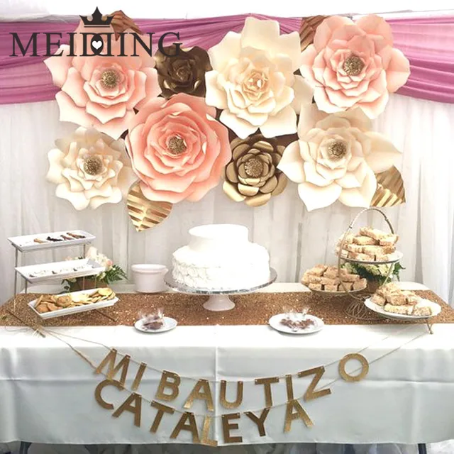 MEIDDING-2pcs diy Paper Flower Backdrop, Wedding Backdrop, 20cm Paper Flowers Kid’s Birthday Party Wall Hanging Decor