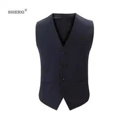 Shierxi Топ продавец Демисезонный новый человек костюм жилет Мода Slim Fit Однотонная одежда Для мужчин жилет футболки; Бесплатная доставка