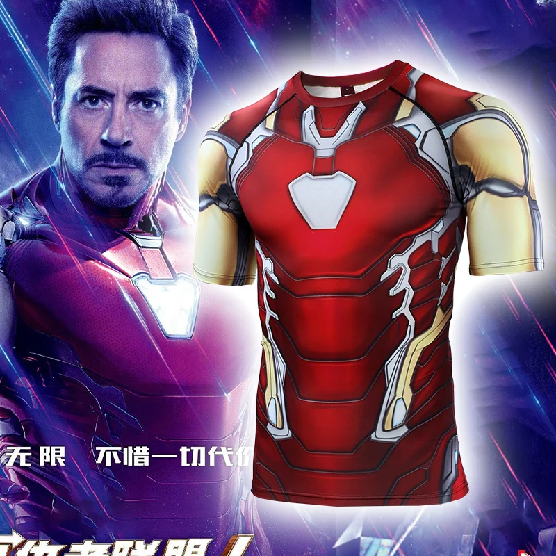 Мстители 4 Endgame Железный человек 3D Футболка с принтом обтягивающая мужская кофта Лето г. косплэй костюм Железный для мужчин топы короткими рукавами мужской