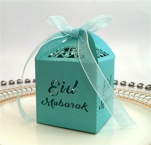 10pcs/set Eid Mubarak Gift Box Ramadan Accessories Islamic Party DIY