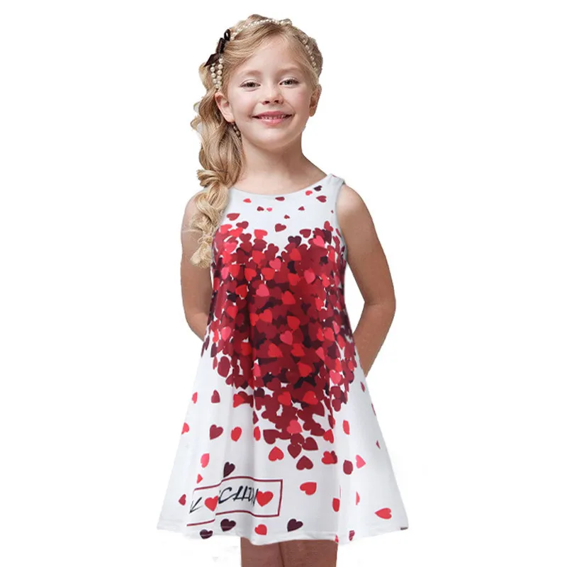 

Baby Girl Clothing Print Sweetheart Summer Kids Casual Dresses For Girls Pattern Dress Straight Tops School Daily Kids Clothes