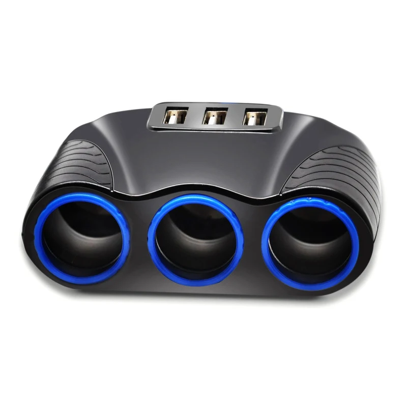 3 Way Car Cigarette Lighter Socket Splitter 3.1A 12V Three USB Charger Power Adapter USB Car Charger Cigarette Lighter Adapter (1)
