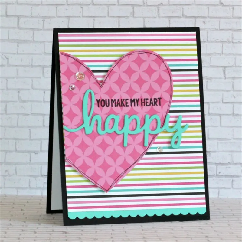 

YaMinSanNiO Happy Words Metal Cutting Dies New 2019 Letter Dies Scrapbooking for Card Making Embossing Stencil Craft Die Cut