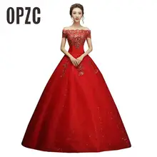 Весной и летом Новое поступление года лодка Средства ухода за кожей шеи Половина рукава Красный Кружево Материал принцесса Bling свадебное платье индивидуальный заказ