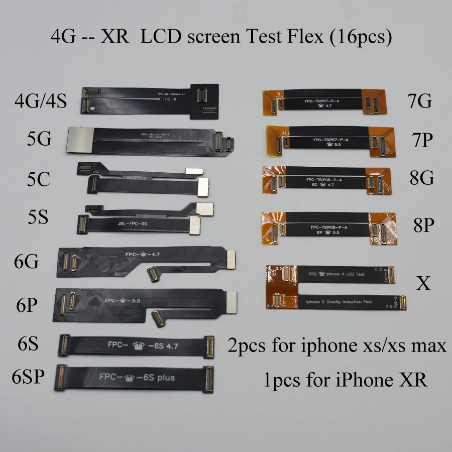 16 шт./компл. 3D сенсорный экран ЖК-дисплей Расширенный тест er тест гибкий кабель для iPhone 4S 5 5C 5S 6 6S 7g 8g Plus X XS Max XR