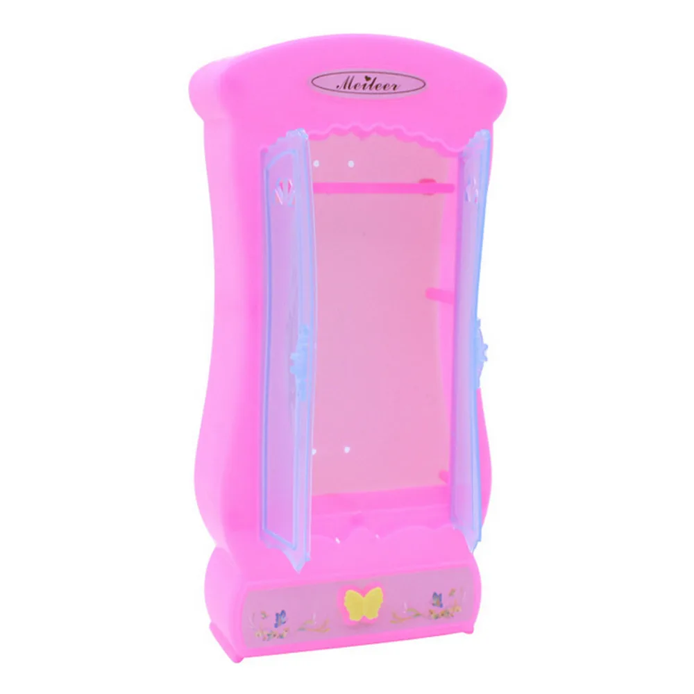 Kawaii لطيف دمية مبيت بلاستيكي خزانة خزانة غرفة نوم اكسسوارات أثاث للدمى باربي لعب الأطفال الفتيات هدية عيد ميلاد