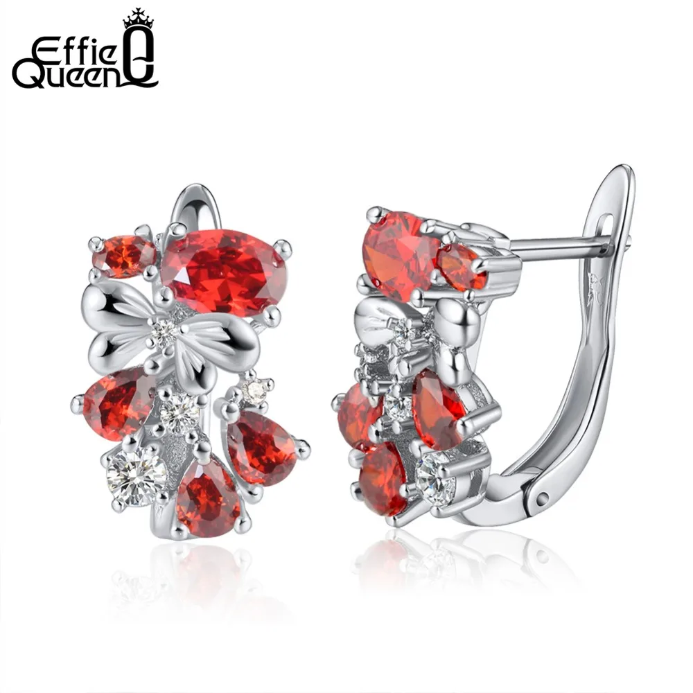 

Effie Queen Charming Stud Earrings with Colorful Zircon Flower Shape Silver & Gold-color Women Earring Jewelry Party Gift DOME60