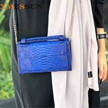 XMESSUN Роскошные Ручные Сумки из натуральной кожи питона, сумка через плечо из змеиной кожи, дизайнерская сумка-клатч на цепочке, сумка через плечо