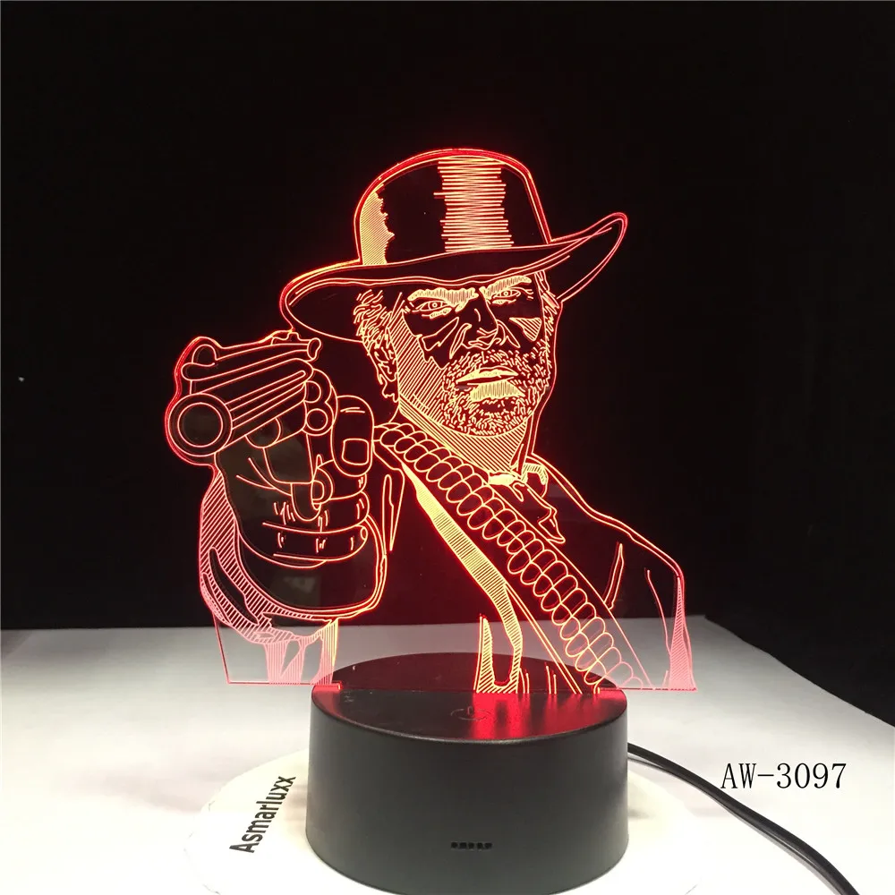  Red Dead Redemption 2 3D Table Lamp Kids Adult LED Colorful Touch Lamp Bedroom Remote Control Night - 32997266404