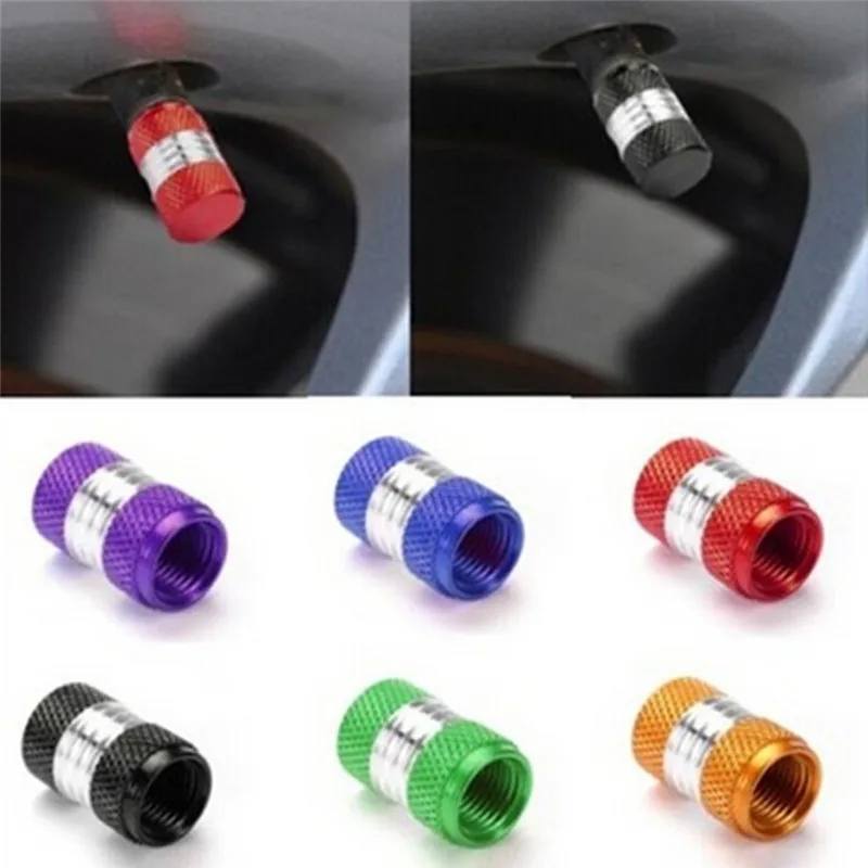4 Pcs Dark Gray Alloy Car Bicycle Tire Tyre Wheel Valve Dust Caps