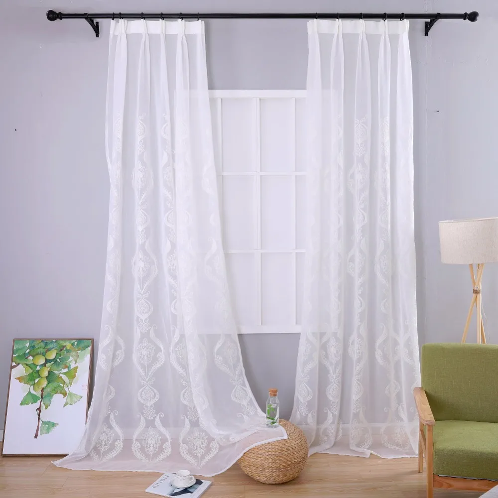 URIJK Rideau en Tulle Rideau Voilage Rideau Transparent Floral ... URIJK Rideau en Tulle Rideau Voilage Rideau Transparent Floral ...