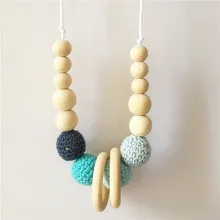 5PCS DIY Handmade Crochet Wood Beads baby pacifier teething necklace dummy nursing teether bracelet jewelry