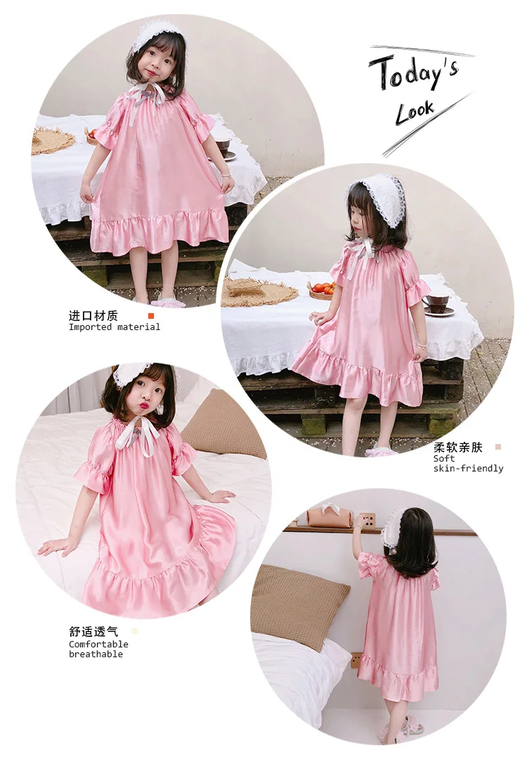 Летняя детская шелковая качественная Пижама-комбинезон для девочек, испанская одежда для сна Домашняя одежда, Dress2-8years принцессы, искусственный шелк