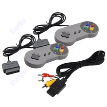 2 unids mucho Color Clásico Estilo de Botón Regulador Del Juego Con Cable AV para Super Nintendo para SNES