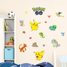 Popular Pokemon Cartoon Animal Pegatinas de Pared de Vinilo Calcomanía Para Niños Sala De Gabinete De Vidrio Decoración de La Pared