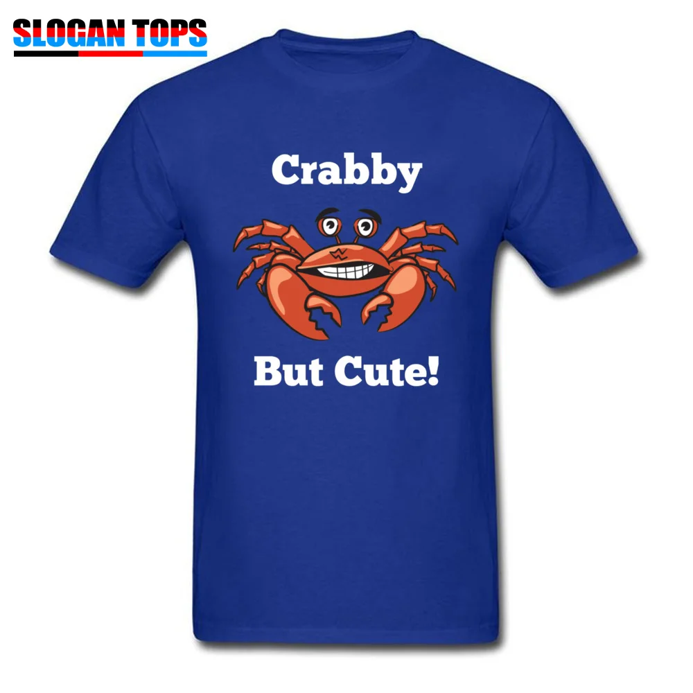 Europe Personalized Mens T Shirts Fashionable Summer Short Sleeve Crewneck 100% Cotton Tops Shirt Casual Tops Shirt Crabby But Cute in White 24752 blue