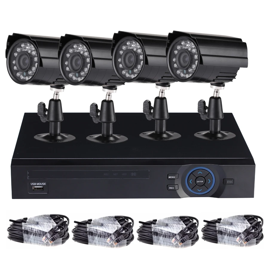 

IP Camera System 4CH 15V POE NVR 4pcs Hi3518E 720P Waterproof Bullte 12V POE Camera POE NVR Kit Home Security P2P Remote Access