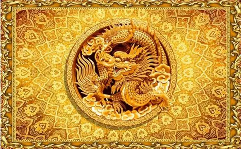 Пользовательские фото 3D обои Фреска нетканые золотой рельеф китайский дракон HD