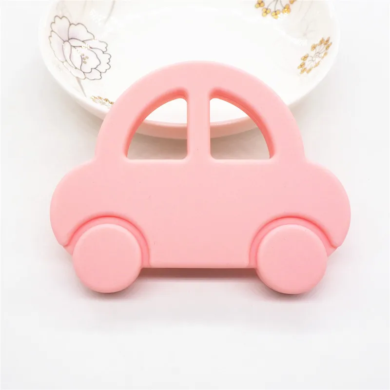 Chenkai 2 шт силиконовый Прорезыватель Автомобиль DIY детский душ Жевательная Подвеска для кормления Сенсорное прорезывание зубов пустышка игрушка Gfit BPA бесплатно - Цвет: Candy Pink