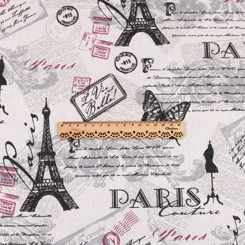 Nanchuang Tower Print Cotton Linen Fabric For DIY Sewing Sofa Curtain Bag Cushion Furniture Cover Quilting Material 100cmx150cm