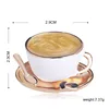 Blucome Fashion Coffee Cup Spoon Disc Shape Brooches White Enamel Gold Color Brooch Pins Women Men Clothes Suit Coat Accessories ► Photo 3/5