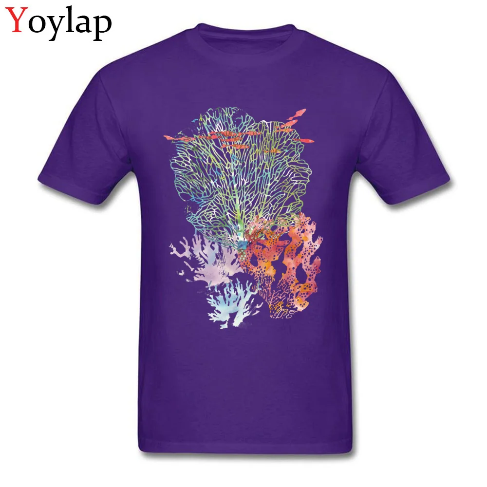 O Neck Pure Cotton Male T Shirts Printed On Short Sleeve Tops T Shirt Dominant Custom Tee Shirt TINY FISHES Top Quality purple