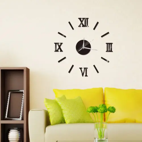 DIY 3D Wall Clock Mural Vinyl Removable Wall Stickers Home Modern Decal Crystal Mirror Vinyl Wall Art Sticker Decals
