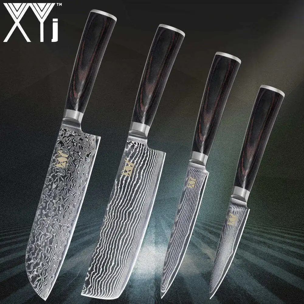 Кухонные ножи xyj VG10 дамасский стальной узор кухонный нож новогодний