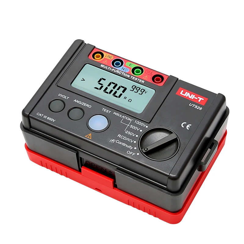 US $120.00 Uni T UT526 Digital Electrical Meter Insulation Resistance Tester AC DC Voltmeter RCD Test Low Resistance Continuity Measure