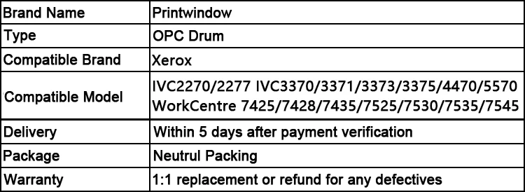 Printwindow Совместимость Копиры Фотобарабаны для Xerox ivc2270/2277 ivc3370/3371/3373/3375/ivc4470/5570 /5575 workcentre7425/7428/7435