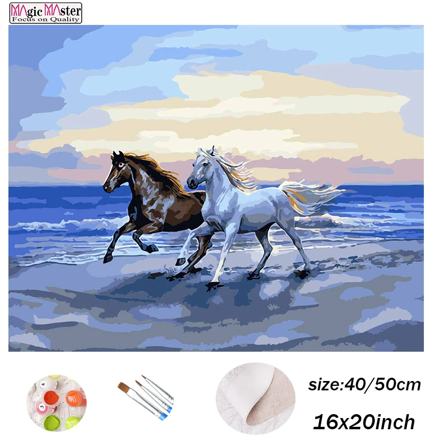 

Framed DIY Painting By Numbers Animals Horse Acrylic Painting Modern Picture on canvas Home Decor For Living Room40x50 Handwork