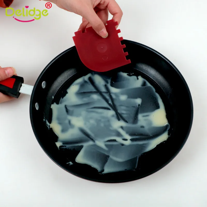 

Delidge 2pcs/set Cleaning Scraper Blade Cast Iron Pot Grill Pan Smoother Serrated Scraper Reusable Kitchen Tools