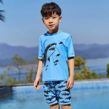 Детский купальник с принтом для мальчиков, купальник из двух частей, детский купальный костюм, летний купальник для малышей