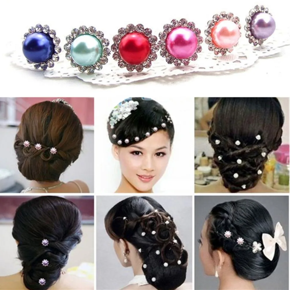 

1 pcs Simulated-Pearl Crystal Flowers Hair Clip Hairpin Jewelry Acessories Wedding Jewelry