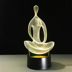 Йога Лодка 3D ночник ребенок 7 меняет цвет USB оставить акриловый DeskLamp гитара 3d лампа домашний Декор светодиодный светильник для спальни