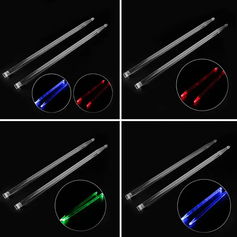 1 пара 5А акриловая светящаяся барабанная палочка темная сценическая Серебристая джазовая барабанная палочка