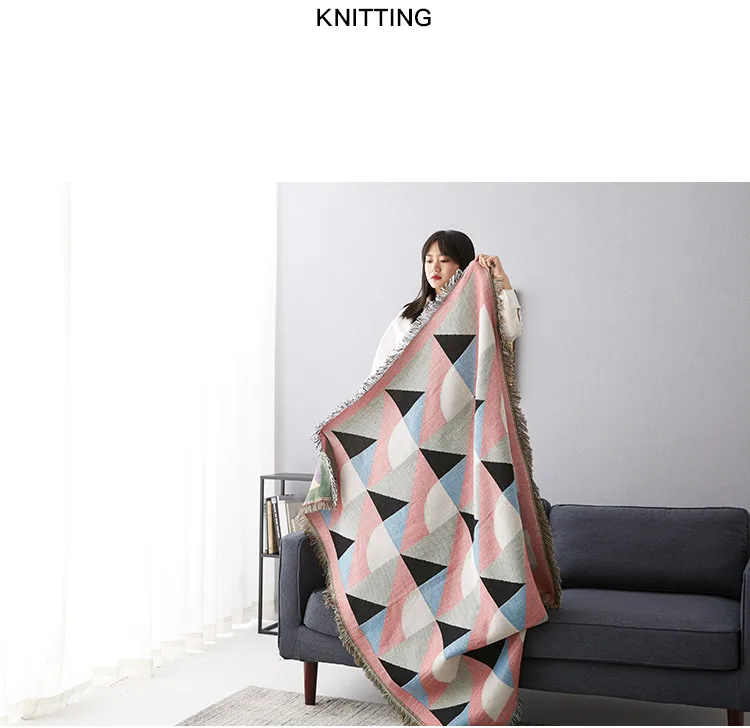 Креативные Чехлы для дивана для гостиной AB боковой диван полотенце геометрический узор диванное полотенце нескользящее современное одеяло мягкое