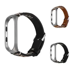 Сказочный Новый Сменный ремешок для наручных часов кожаный ремешок, браслет + металлический корпус для Xiaomi Mi ремешок 3 часов