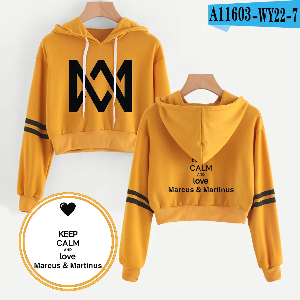 Marcus and Martinus Navel Hoodies Hip Hop New Casual Fashion women Hoodies Outwear High Street Marcus& Martinus Sexy Sweatshirt - Цвет: Orange