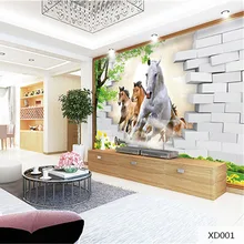 Пользовательские 3D печать DIY ткань и текстильные обои для стен складные обои матовый шелк для гостиной лошадь кирпич цветок