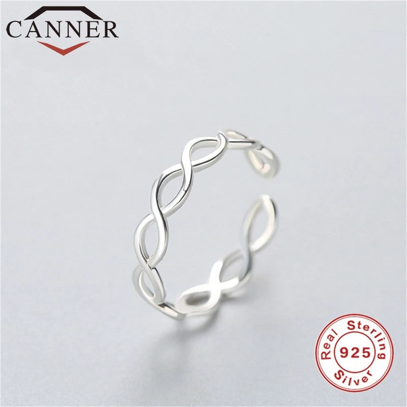 CANNER Adjustable Geometric Rings Minimalist 925 Sterling Silver Resizable Rings for Women Simple Jewelry FO afbeelding