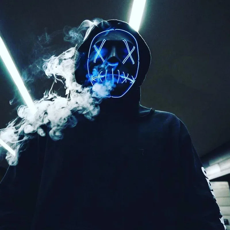 

50sets/Lot Halloween ghost Slit mouth light up glowing LED Strip EL wire Cute mask Fashion Cosplay mask Costume mask for party